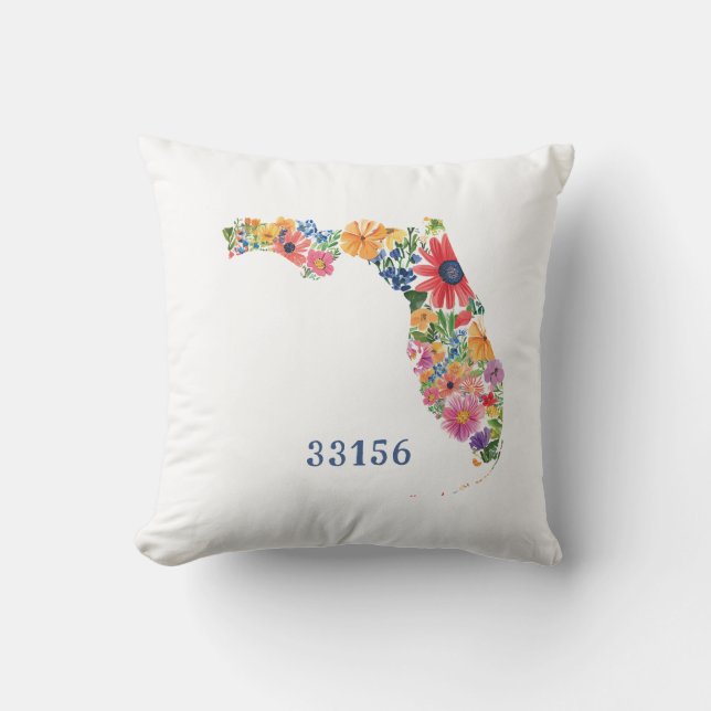 Florida-Kissen mit Blume + Anpassbarer Text Kissen (Vorderseite)
