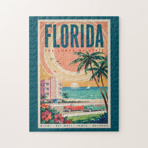 Florida-Küsten-Autos Illustration Reise Kunst Vint