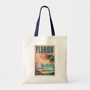 Florida-Küsten-Autos Illustration Reise Kunst Vint Tragetasche