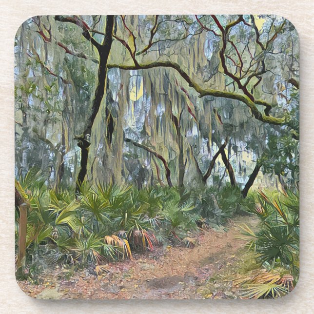 Florida Lace Spanish Moss Impressionist Art Getränkeuntersetzer (Vorderseite)