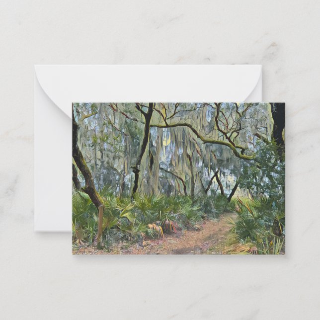 Florida Lace Spanish Moss Impressionist Art Mitteilungskarte (Vorderseite)