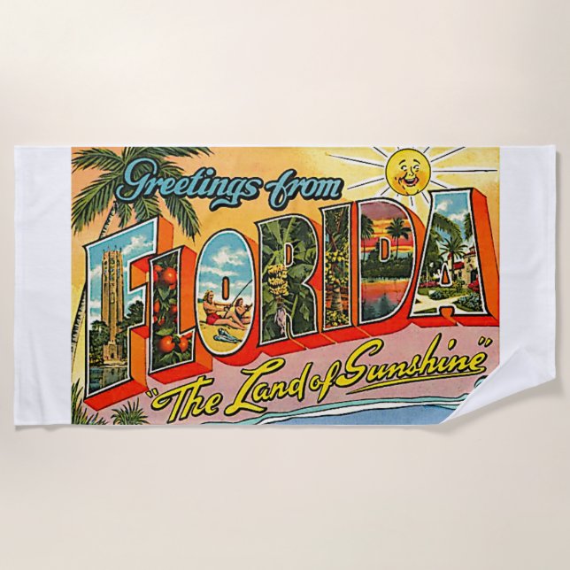 Florida Land der Sonnenschein Grüße farbenfrohe Re Strandtuch (Vorderseite)