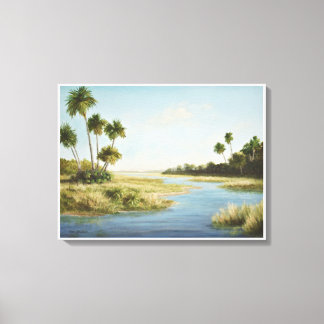 Florida Landschaftsmalerei Druck - Feuchtgebiete Leinwanddruck