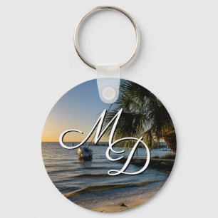Florida Leaning Palm Tree Sunset Key Chain Schlüsselanhänger