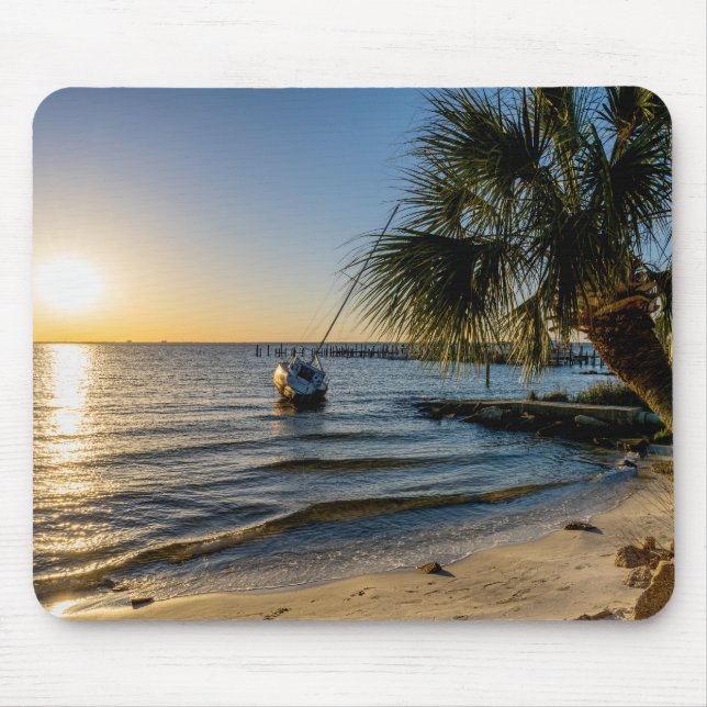 Florida Leaning Palm Tree Sunset Mousepad (Vorne)