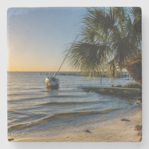 Florida Leaning Palm Tree Sunset Stone Untersetzer