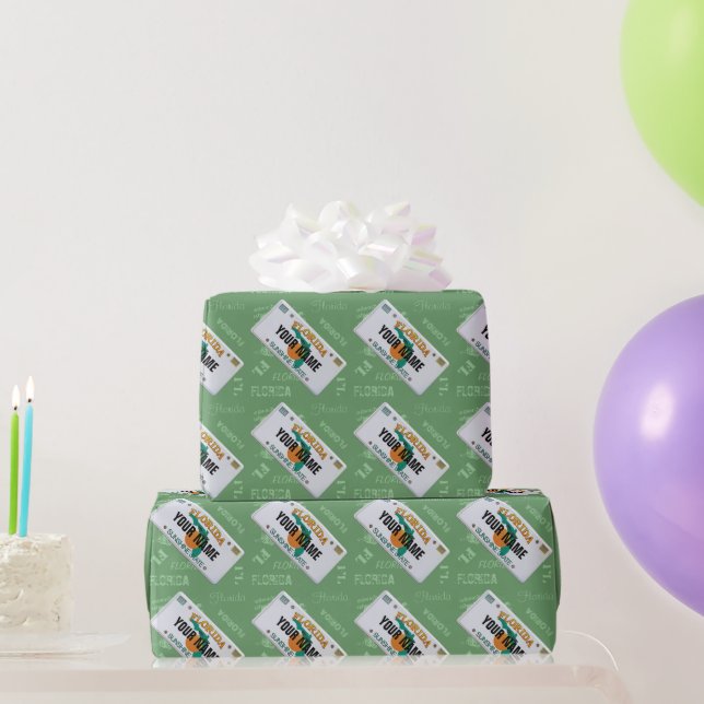 Florida-Lizenzschild mit Ihrem Namen Geschenkpapier (Partygeschenke)
