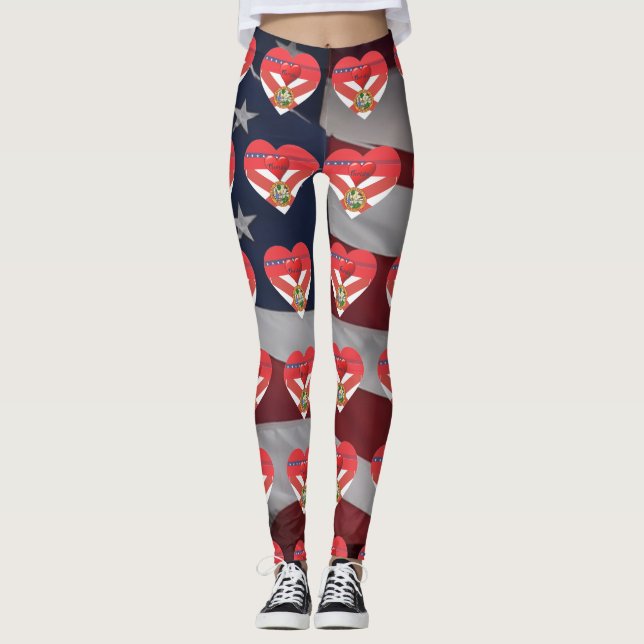 Florida Love Patriotic Flag Fun Leggings (Vorderseite)