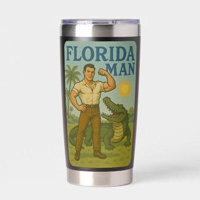 Florida Man Alligator Friend | Funny Retro Coastal Thermobecher (Vorderseite)