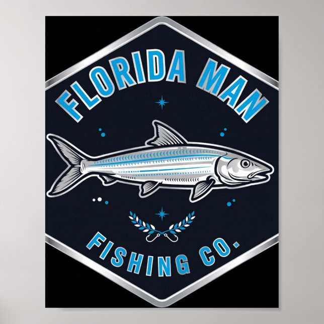 Florida Man Bonefish Abzeichen Fischerei Kunst Poster (Vorne)
