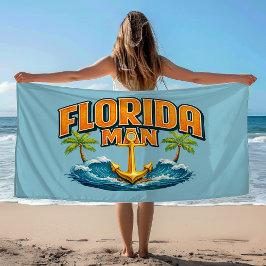 Florida Man Coastal Life | Blue Nautical Anchor Strandtuch