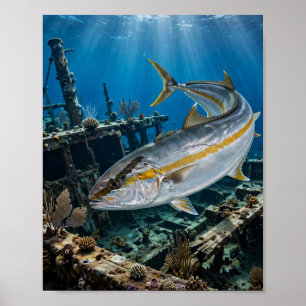 Florida Man Greater Amberjack Riff Fischposter Poster
