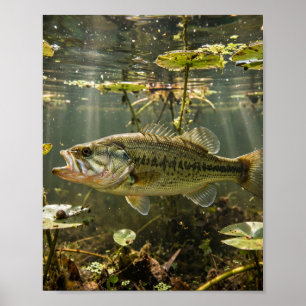 Florida Man Großmäuliger Barsch Seerosenblatt See Poster