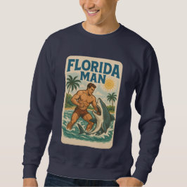 Florida Man Hai-Ringkampf | Retro-Grafik-Strand Sweatshirt