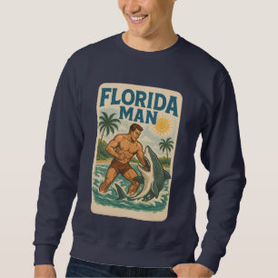 Florida Man Hai-Ringkampf   Retro-Grafik-Strand Sweatshirt