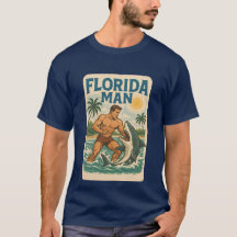 Florida Man Hai-Ringkampf | Retro-Grafik Strand