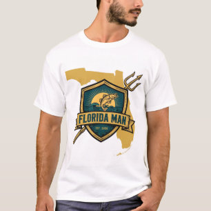 Florida Man Logo-Abzeichen-Angelmarken-T-Shirt T-Shirt