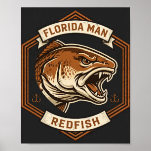 Florida Man Rotbarsch Kupfer-Abzeichen Angelplakat Poster