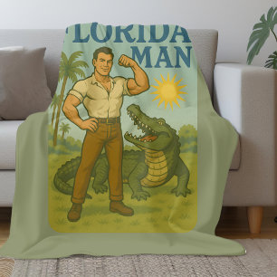 Florida Mann Alligator Freund Lustiges Retro Küs Fleecedecke