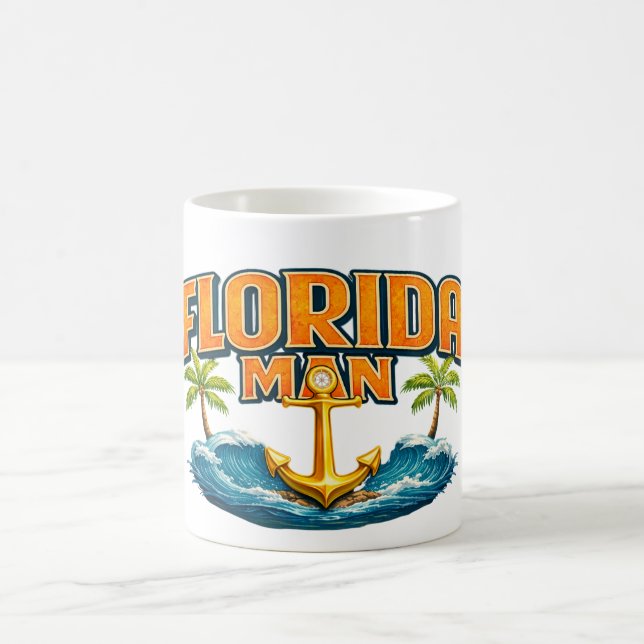 Florida Mann | Lustiger nautischer Bootsfahrer Str Kaffeetasse (Mittel)