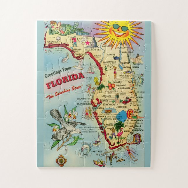 Florida Map 11x14 BIG Pieces Jigsaw Puzzle (Vertikal)