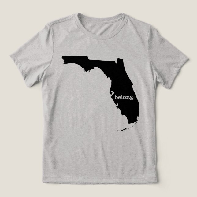 Florida Map Belong Minimalistischer Staatsstolz Tri-Blend Shirt (Design Vorderseite)