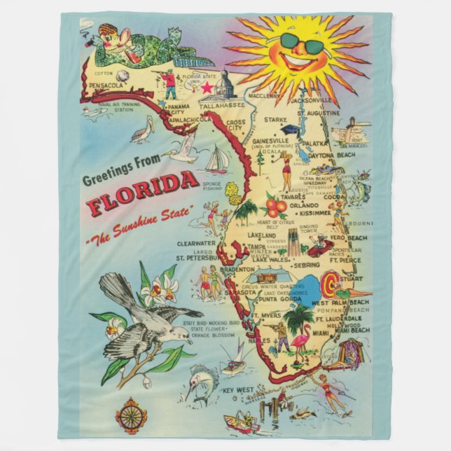 Florida Map Fleece Blanket (Vorderseite)