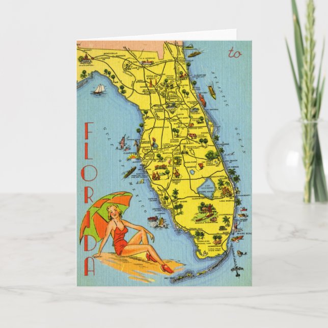 Florida Map Grußkarte Karte (Vorderseite)