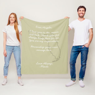 Florida Map handgeschriebener Liebe oder Nachricht Fleecedecke