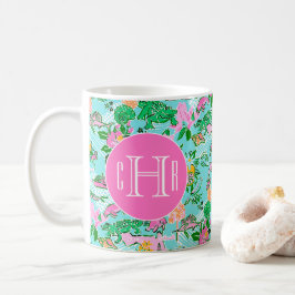 Florida Map Preppy Palm Beach Pattern Mit Monogram Kaffeetasse