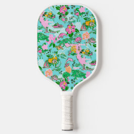 Florida Map Preppy Palm Beach Pattern Print Pickleball Schläger