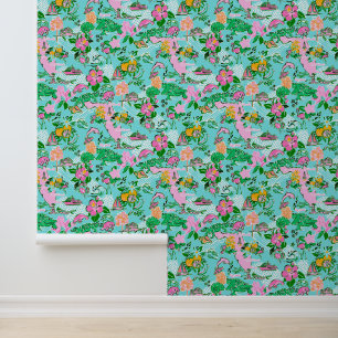Florida Map Preppy Palm Beach Pattern Print Tapete