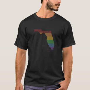 Florida Map Shaped Rainbow Background Pride Flag T-Shirt