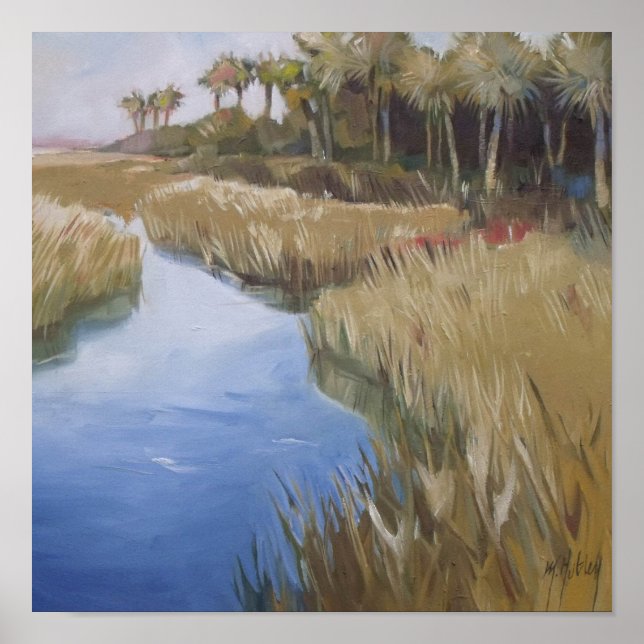 Florida marshland Wildgras und Palmen Poster (Vorne)