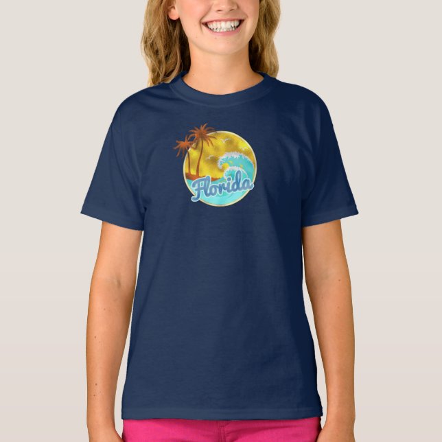 Florida, Meereswelle, Palmen T-Shirt (Vorderseite)