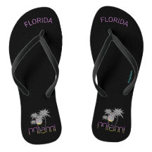 Florida Miami Beach Fun Palm Cool Sun Flip Flops