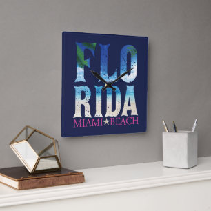 Florida, Miami Beach Quadratische Wanduhr