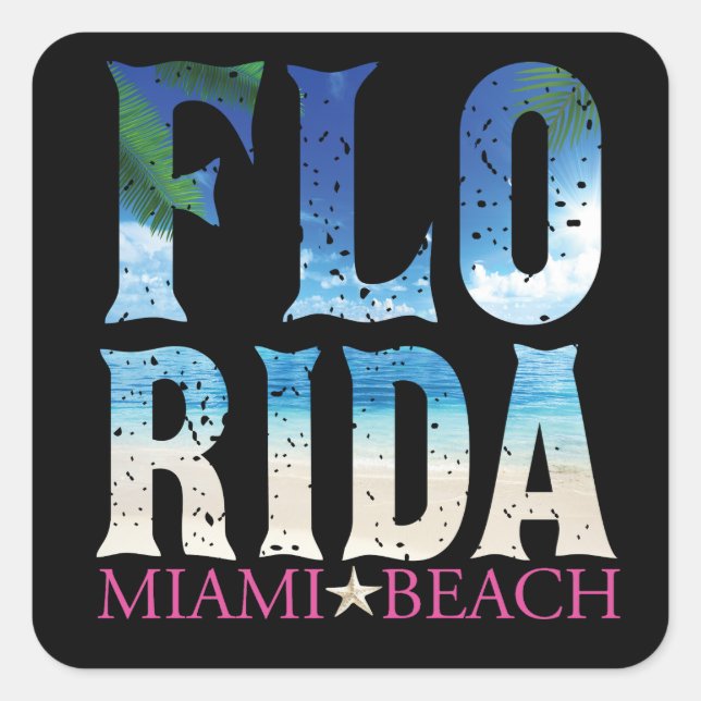 Florida, Miami Beach Quadratischer Aufkleber (Vorderseite)