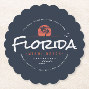 Florida Miami Beach Retro Sonnenuntergang Palme Tr Untersetzer