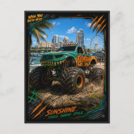 Florida Monster Truck Gelände Kunst Postkarte