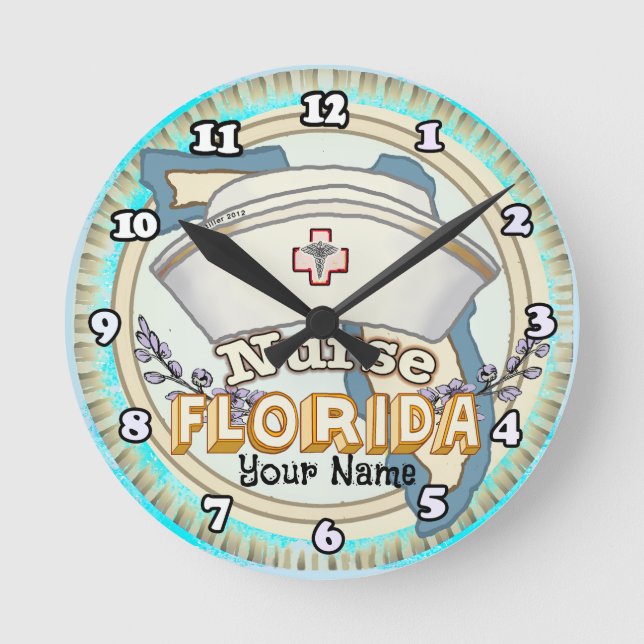 Florida Nurse Runde Wanduhr (Vorderseite)