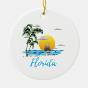 Florida Ocean Sunset Sailing Keramik Ornament