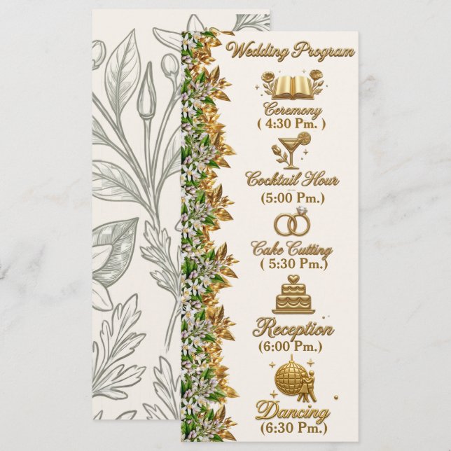 Florida Orange Blossom Hochzeitsprogrammkarte Programm (Vorne/Hinten)