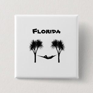 Florida Palmen und Hängematten Schwarz/Weiß Button