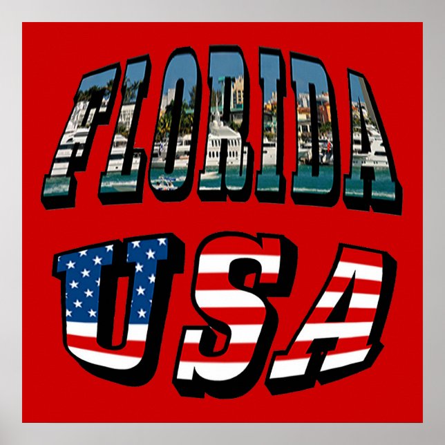 Florida Picture Text and USA Flag Text Poster (Vorne)