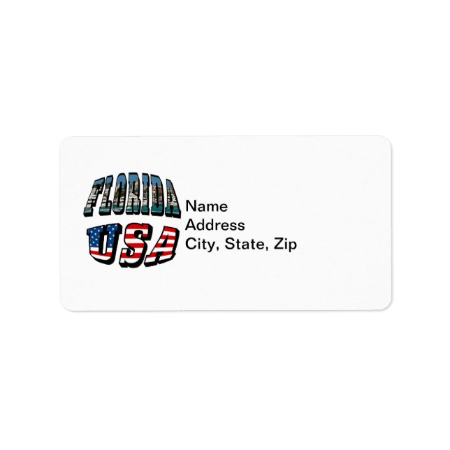 Florida Picture und USA Flag Text Adressaufkleber (Vorne)