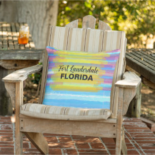 Florida Pink Blau Aquarell Sonnenuntergang Name An Kissen