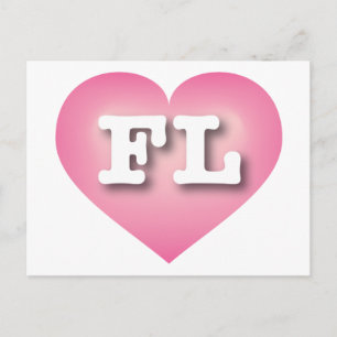 Florida Pink Fade Heart - I Liebe FL Postkarte