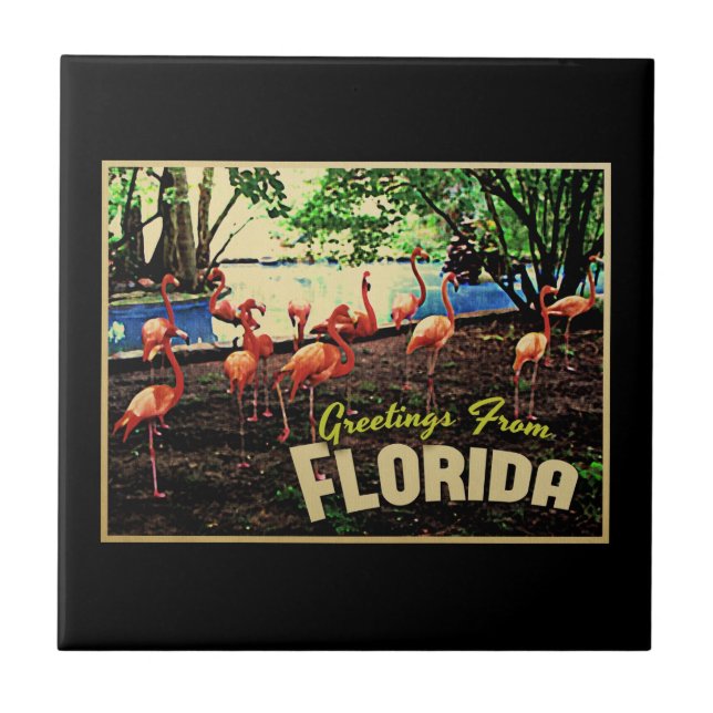 Florida Pink Flamingos Fliese (Vorderseite)