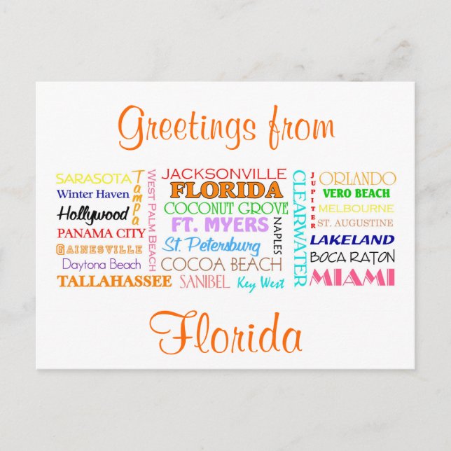 Florida Plätze Postkarte (Vorderseite)